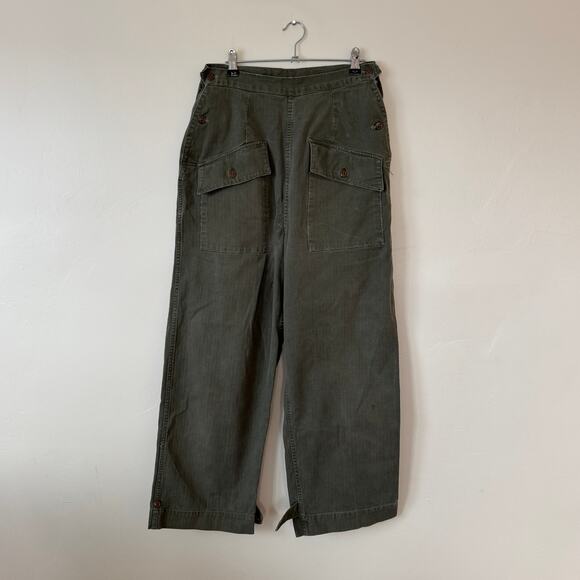 HBT Wide Leg Herringbone Twill Trousers Army Uniform WWII sz 30 - Picture 1 of 5